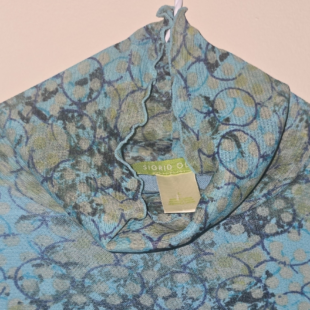 Sigrid Olsen Blue and Black Patterned Blouse - Picture 4 of 4